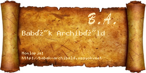 Babák Archibáld névjegykártya